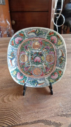 Antiguo Plato De Porcelana Cuadrado 0
