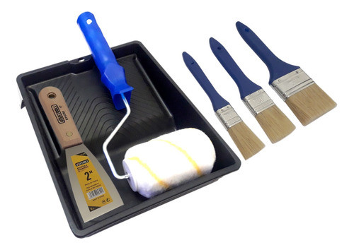 Kit Pintor Rodillo + 3 Pincel + Bandeja + Espátula. 0