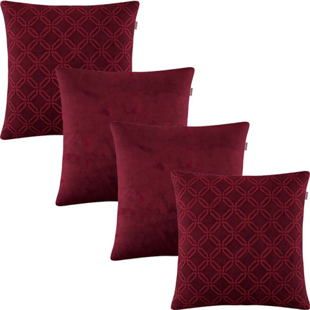 Kit 4 Capas De Almofadas Velud Geométrico Liso Marsala 45x45 0