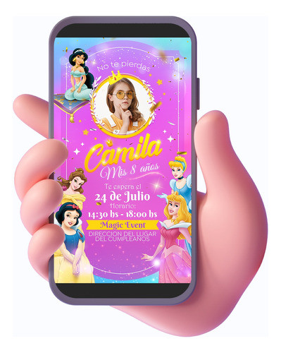 Invitación Tarjeta Princesas - Premium 0