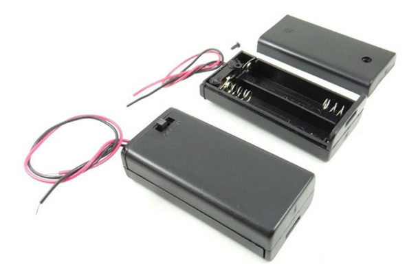 Porta Pila Portapila 2 Pilas Aa Con Tapa Interruptor O Llave 0