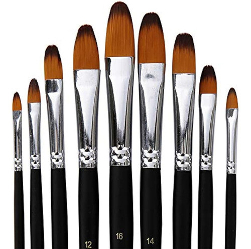 Juego De Pinceles De Pintura Para Artistas, 9 Pinceles Profe 0