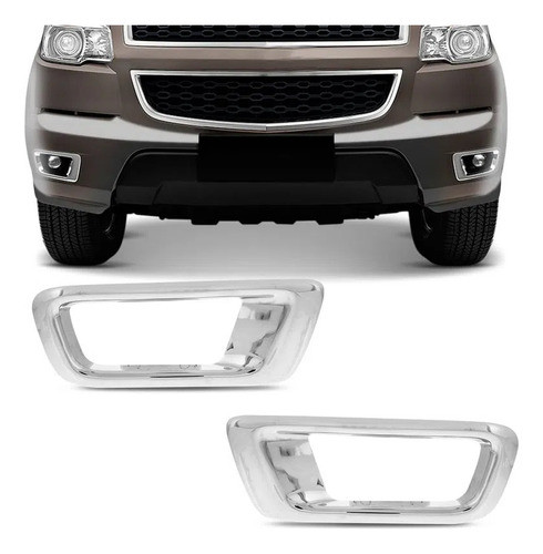 Par Aplique Cromado Moldura Farol Milha S10 2014 0