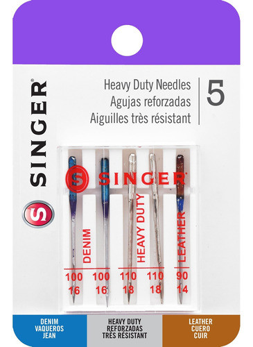 2 X 5 Agujas Singer Reforzadas Universal Jean Cuero 0