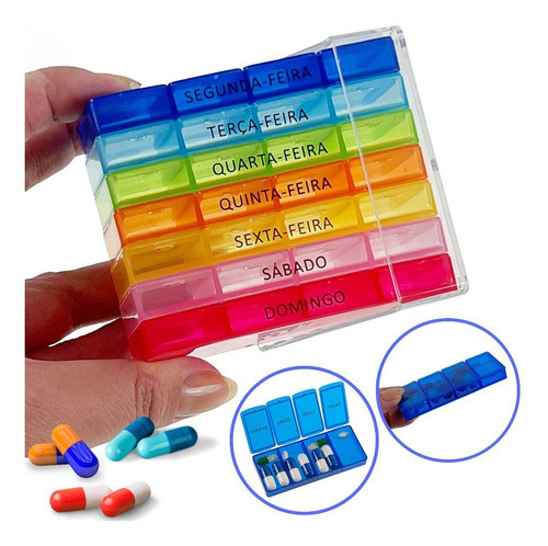 Caixa Porta Medicamento Diário E Semanal Comprimido Remédio 0