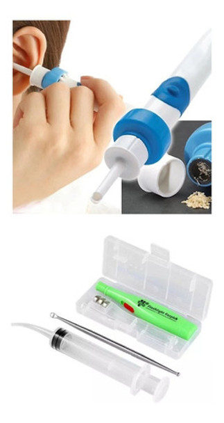 Aspirador De Cera Cerume No Ouvido + Kit Lavagem C/ Lanterna 0