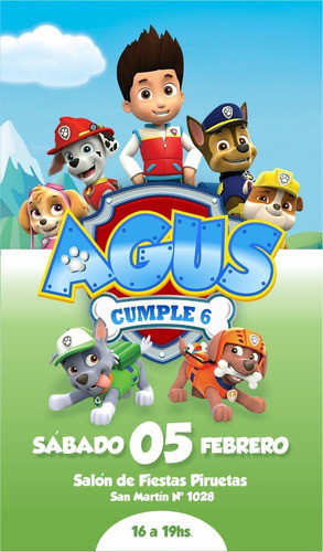 Invitación Digital Paw Patrol 0