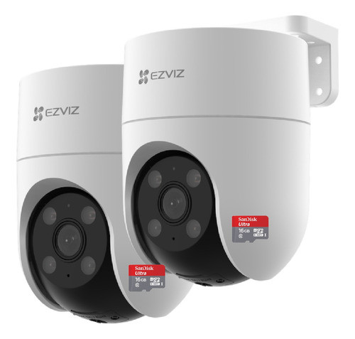 Kit 2 Camaras De Seguridad Wifi 1080p Ezviz 360 + Sd 16gb 0