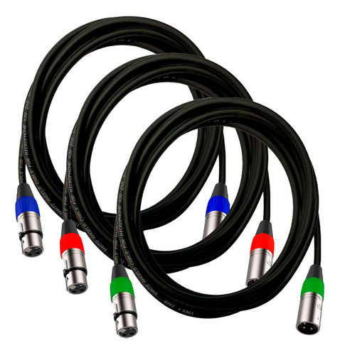 3 Cabos De Microfone Balanceado Xlr Santo Angelo 7 Metros 0