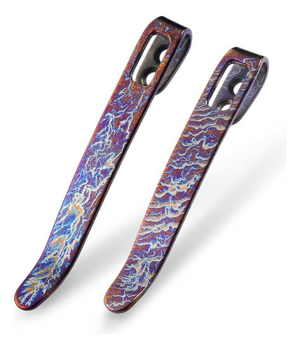 2pcs Civivi Flamed Titanium Pocket Clips, No Tornillos Inclu 0