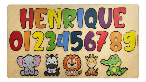 Quebra-cabeça Nome + Números + Animais Brinquedo Pedagógico 0