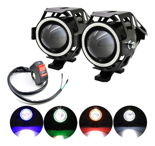 Par De Faróis Led Angel Demon Eye Moto Explorer + Switch 0