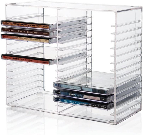 Organizador De Cd Apilable De Plastico Transparente 0