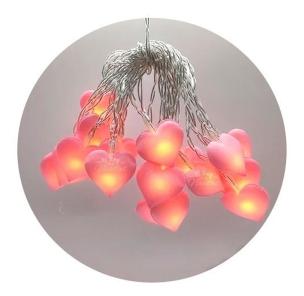 Tira Luz Led Calida A Pila 20 Corazones De Tela Candy Bar 0