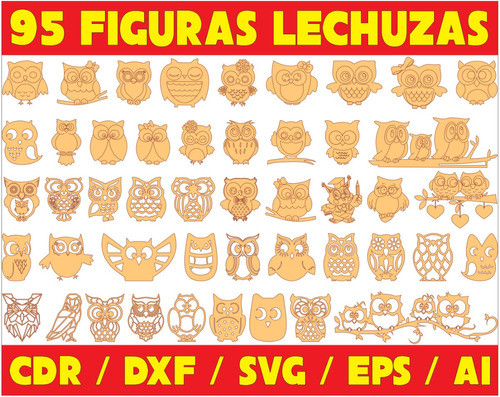 Vectores Corte Laser - 95 Figuras Lechuzas 0