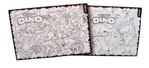Dos Súper Láminas Para Colorear Dinos + 6 Lápices 0