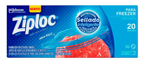 Ziploc Bolsas Cierre Hermético Para Freezer Medianas X20 3c 0