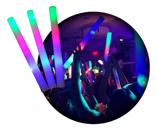 15 Rompecocos Luminoso Barras Goma Esmpuma Cotillon 0