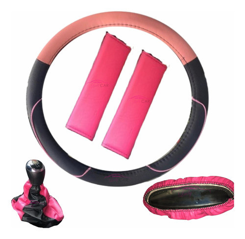 Cubre Volante Rosa + Set De Accesorios Para Auto De Mujer 0