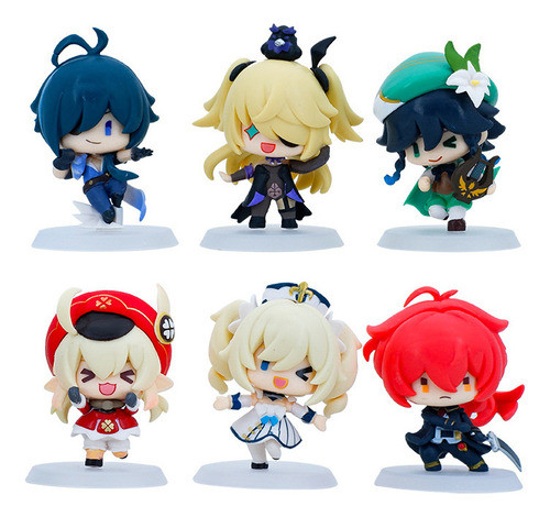 Kit 6: Figura De Ação Boneca Genshin Impact, Modelo Enfeite, 0