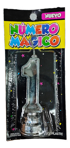 Vela Numero Metalizada Plateada N°1 0