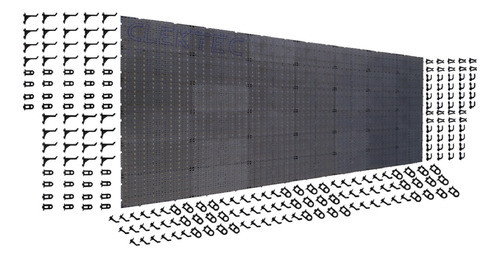 Painel P/ Ferramentas 2,67x1,04 Plástico Preto C 216 Ganchos 0