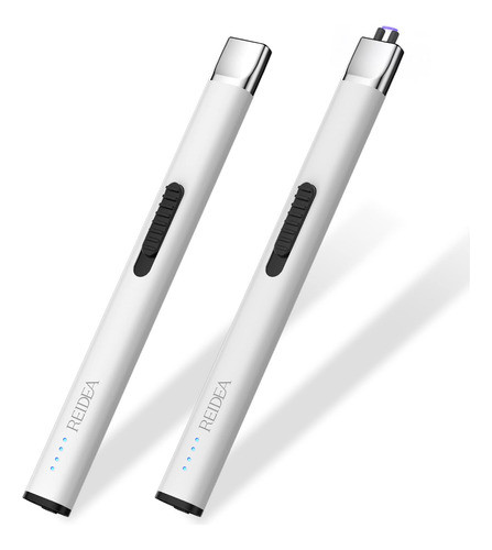 2 Encendedores Electronico Plano Usb  Blancos Small  Reidea 0