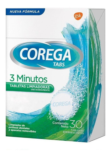 Corega Tabs 30 Tabletas Limpiadoras Para Prótesis Dental 0