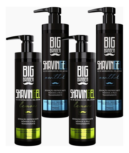 Kit Shaving Gel Big Barber Lemon + Menthol Atacado 4 Unidade 0