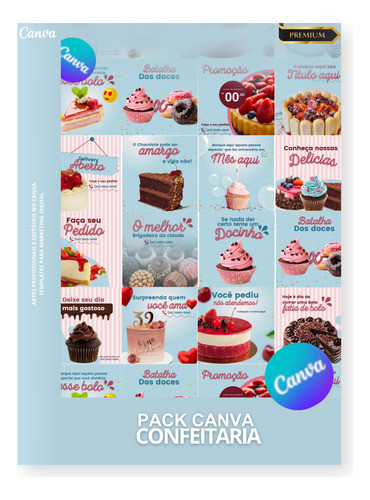 Pack Canva Confeitaria - Artes Profissionais E Editáveis 0