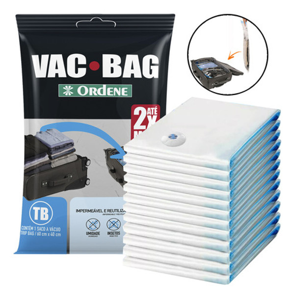 12 Saco Organizador A Vácuo Trip Bag Viagem Mala 60x40cm 0