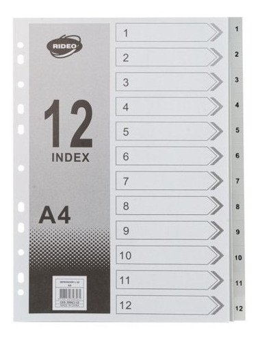Separadores 12 Posiciones Rideo A4 Polipropileno Numerado 0