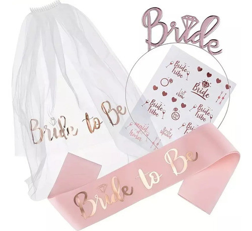 Kit Despedida De Solteira Véu E Tiara Bride Noivinha 0