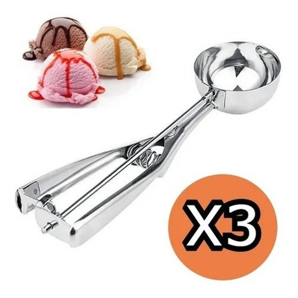 Set 3 Cuchara Bochera P/ Bochas Helado Cupcake Resorte Acero 0 Set 3 Cuchara Bochera P/ Bochas Helado Cupcake Resorte Acero 0