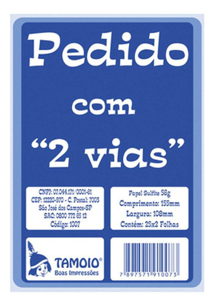 20 Blocos Talão De Pedido Pequeno 1/36 2 Vias 25x2fls Tamoio 0