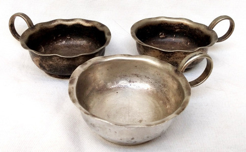 Antiguas Tazas Consome Ponche 10x4cm Plateadas Registro G S 0