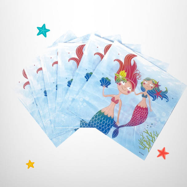 Servilleta Papel Sirena Diseño Estampadas Descartable X20 0