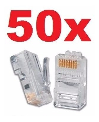 Conector Rj45 Cat5e Cabo Rede Rj 45 Lan Plug Kit 50 Peças 0