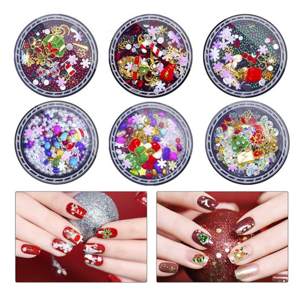 ~? 6 Cajas De Encantos De Uñas De Navidad, Ebanku 3d Nail Ar 0