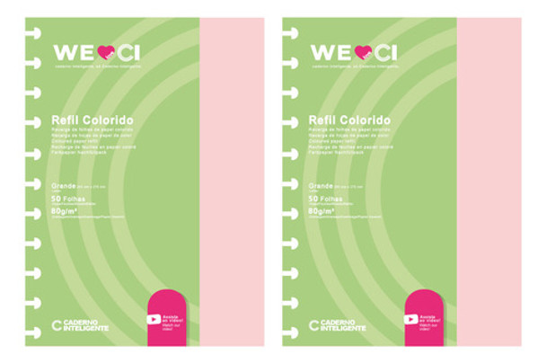 Caderno Inteligente Refil Grande Colorido 50 Folhas Kit C/2 0