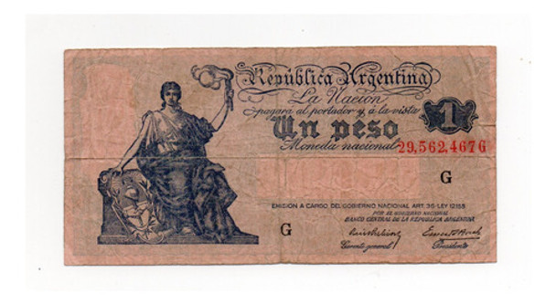 Billete 1 Peso Moneda Nacional Progreso Bottero 1814 0