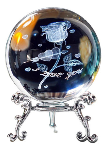 Esfera De Cristal 3d Grabado Con Laser, Pisapapeles - Rosa 0