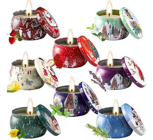Juego De Velas Aromticas De Navidad, Cera De Soja Natural De 0
