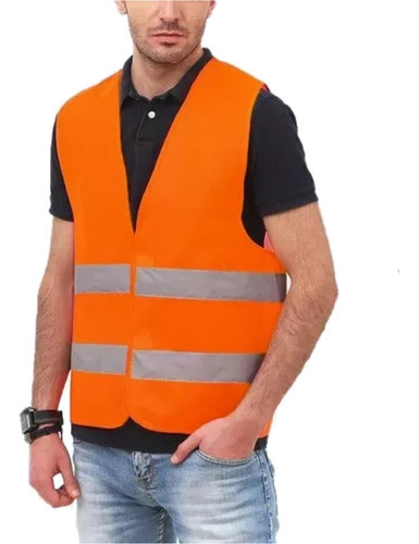 Kit X5 Chalecos Refrectario Naranja Fluo Seguridad 0