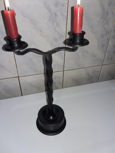 Antiguo Candelabro Hierro,de Dos Brazos,para 2 Velas 0