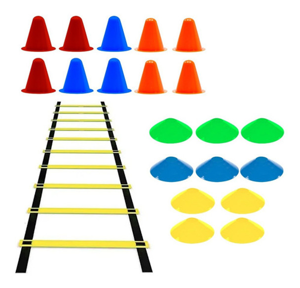 Kit Coordinacion Agilidad Deporte Conos Escalera 21 Unidades 0