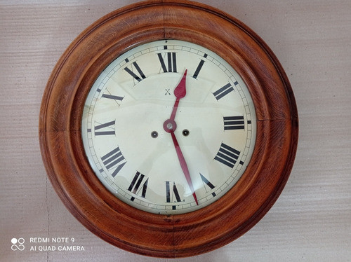 Antiguo Reloj De Pared De Ferrocarril. Vidrio Bombé. 0