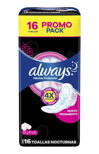 Toallas Femeninas Always Noche Suave Maxima Protección 16und 0