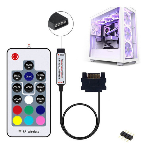 Controladora Rgb 12v 4 Pinos + Controle Remoto Pc Gamer Rgb 0