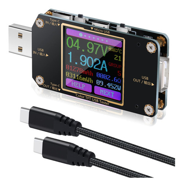 Probador Medidor Potencia Usb C Probador Carga Voltímetro Us 0